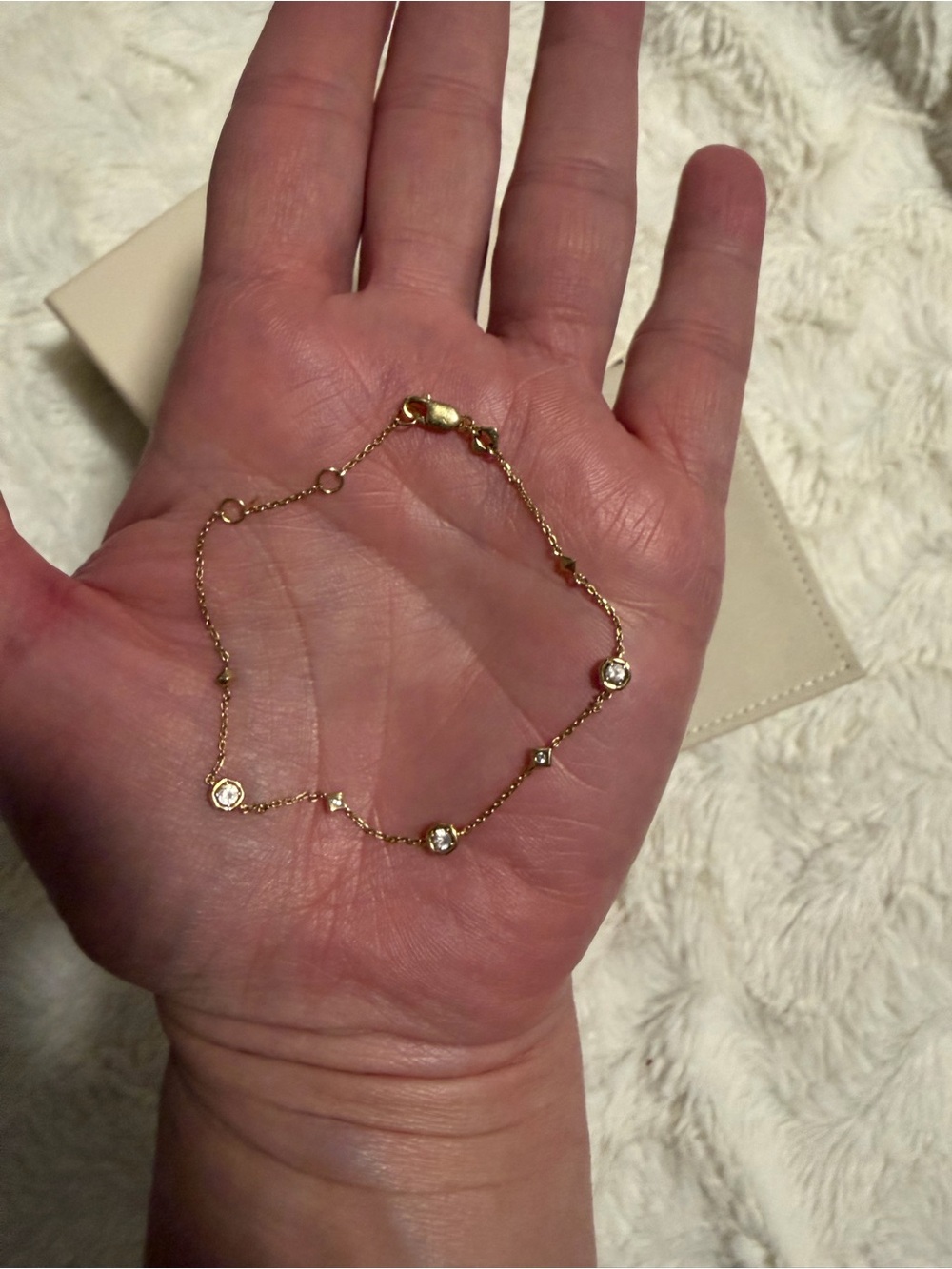 NWOT! Kendra Scott Gold Davie Trio white sapphire Delicate Bracelet - Picture 6 of 7